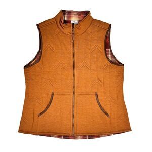 Legendary Whitetails Women’s 1X Cedar Cabin Reversible Vest Brown‎ Plaid